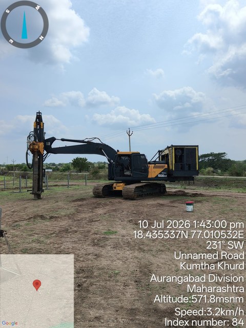 Piling rig working on a solar project site